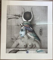 Auktion 376<br>Aida, Lithographie von Paul Wunderlich, 1978, signiert und wohl unter PP nummeriert?, ger/Glas, RG  90x77 cm