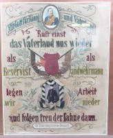 Auktion 376<br>historisches Reservistenbild, gut gerahmt/Glas, RG 66 x 56cm