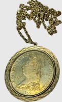 Auktion 376<br>Silberkette mit gr. Silber-Anh&auml;nger, Maria Theresia Medaille, D-5 cm, 40,86 gr