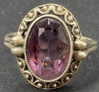 Auktion 376<br>alter Silberring-925-, violetter Stein, RG 51, 4 gr.