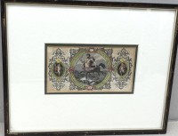 Auktion 376 / Los 5025 <br>colorierter Stich, Sternzeichen Sch&uuml;tze, gut ger/Glas, RG 31x25 cm, verso Rechnung