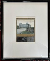 Auktion 376<br>Christo  (1935-1920) Wrapped Reichstag, Project for Berlin, ger/Glas, RG 32x26 cm, in Platte bezeichnet