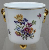 Auktion 376<br>Blumen&uuml;bertopf "Metzler&amp;Orloff" Blumendekor, H-14 cm