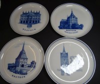 Los 1029 <br>4x Meissen Ansichtenteller "Rostock", Aquatinta, 1.Wahl, D-17,5 cm