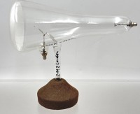 Auktion 376<br>historisches Malteser Kathodenstrahlrohr auf Stand, H-19 cm, L-23 cm, wohl um 1900  nach Sir William Crookes, innen Metall-Malteserkreuz