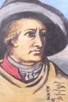 Auktion 376<br>Kopie nach Johann Heinrich Wilhelm Tischbein, Goethe in der r&ouml;mischen Campagna, Aquarell, ger.Glas, RG 43 x 32cm