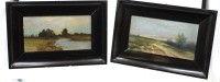 Auktion 376<br>2x Landschaftsgem&auml;lde , 1x signiert Schiele, wohl um 1900, je &Ouml;l/Malkarton, alt gerahmt, ca. RG 22 x 31cm
