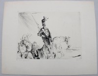 Auktion 376 / Los 5034 <br>unleserl. signierte Radierung, betitelt Don Quixote, ungerahmt, BG 24 x 30cm