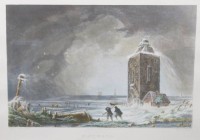 Auktion 376<br>Stich, Sturmflut auf Neuwerk, ger./Glas, RG 26 x 32cm