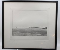 Auktion 376<br>unleserl. signierte Radierung, betitelt "Ebene", Nr. 19/20, datiert (19)75, ger./Glas, RG ca. 31 x 35cm