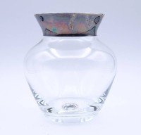 Los 3007 <br>Glas Vase mit Feinsilberrand 1000/1000, Gebr. Deyhle , H. 12cm