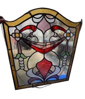 Auktion 376<br>grosses  bleiverglastes Buntglas-Fensterbild H-56 cm, B-47 cm