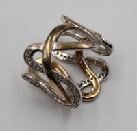 Auktion 376<br>bicolor Silber-Ring (gepr.), klare Steine, 6gr., RG 51