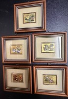 Auktion 376<br>5x kl. Lithografien auf -960- er Goldfolie, alle ger/Glas, MG 3,5x4 cm, RG 10x9 cm, verso Zertifikate