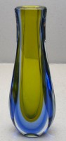 Auktion 376<br>grosse Murano Vase, gr&uuml;n/blau/klar, H-30 cm