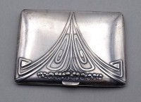 Los 4015 <br>Jugendstil Zigaretten Etui, versilbert, 92 x 69mm