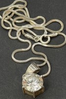 Auktion 376<br>Silberkette-925- mit An h&auml;nger, gr. klarer Stein, 7,08 gr