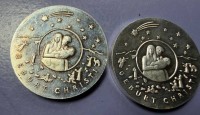 Auktion 376<br>2x 25-Euro-Silbergedenkm&uuml;nze aus dem Jahr 2021 mit dem Motiv &bdquo;Weihnachten - Geburt Christi&ldquo;. S-999-,  ca. 45 gr