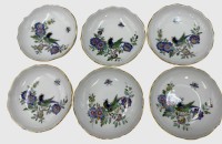 Auktion 376<br>6 kl. Sch&auml;lchen "Meissen" Indische Fels, Blumen und Vogelmalerei  1.Wahl, D-8 cm
