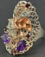 Auktion 376<br>Silberring mit Amethyste,Topase,Rhodolith, Sterlingsilber 0.925, 10,0g., RG 59