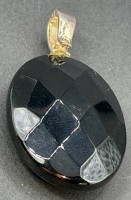Auktion 376<br>gr. Anh&auml;nger, schwarzer Stein mit Silbermontur-925-, Stein ca. 3,8x3 cm, ca. 16 Karat