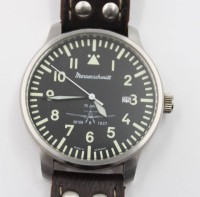 Auktion 376<br>Messerschmitt Fliegeruhr ME-42BF109 (&bdquo;75 Jahre Bf 109&ldquo;), Aristo Messerschmitt, Quartzwerk l&auml;uft, guter Zustand, ca. D-4,3cm