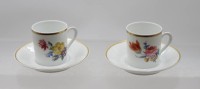 Auktion 376<br>2x Mokkatassen mit U.T., F&uuml;rstenberg, florale Dekore, ca. H-5,5cm