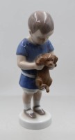 Auktion 376<br>Ole mit einem Welpen, Modellnr 174, Entw.  Ingeborg Plockross-Irminger, Bing &amp; Gr&oslash;ndahl, ca. H-17cm