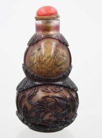 Auktion 376<br>sehr sch&ouml;ne chinesische Snuffbottle, wohl ca. 1890-1930, Glas geschnitten, ca. H-11cm,