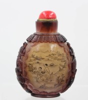Auktion 376<br>gr. sch&ouml;ne chinesische Snuffbottle, wohl ca. 1890-1930, Glas geschnitten, ca. H-12,5cm