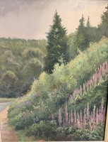 Auktion 376<br>Frido Kleine, Brhv., bl&uuml;hende Hangwiese, &Ouml;l/Malfaser, gerahmt, RG 57x47 cm