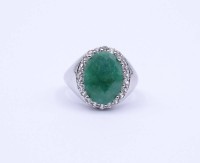 Los 5005 <br>Ring mit opaken Smaragd und Wei&szlig;topase, Sterling Silber 0.925, 9,2g., RG 66