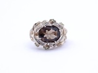 Los 5010 <br>Edelstein Silber Ring 0.925 mit Rauchquarz und Peridots, 8,0g., RG 53