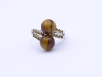 Los 5014 <br>Silber Ring mit Tigerauge und Citrine, Sterling Silber 0.925, 5,9g., RG 56