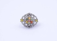 Los 5017 <br>Multicolor Edelstein Ring, Sterling Silber 0.925, 7,6g., RG 56