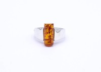 Los 5019 <br>Silber Ring mit Bernstein, Sterling Silber 0.925, 3,8g., RG 56