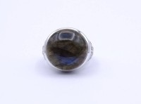 Los 5020 <br>Labradorit Ring, Silber 0.925, 8,5g., RG 58, Kopf D.19mm