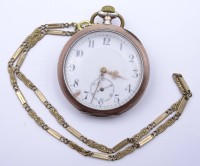 Los 6000 <br>Herrentaschenuhr mit 800er-Silbergehäuse, Ø 5 cm, Rückseite mit Initialen, Werk läuft, Zifferblatt mit Beschädigung, Gehäuse und Glas mit Altersspuren, Uhrenkette anbei