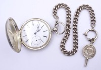 Los 6011 <br>Alte Herren Taschenuhr, Schlüsselwerk,Silber, Werk läuft,D. 50,5mm,anbei massive Sterling Uhrenkette mit Schlüssel"  Sänger Turner Schützen im Verein einer für alle alle für ein "