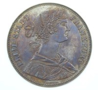 Los 15006 <br>Plakette/Medaille mit Abbildung Francofurtia Vereinstaler 1859-1860, Rückseite blank, Ø 8 cm, mit Altersspuren