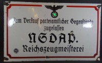 Los 16011 <br>grosses Emailleschild "NSDAP" Reichszeugmeisterei, selten, an den Rändern beschlagen, 40x65 cm
