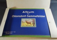 Los 14004 <br>Album für Chlorodont-Sammelbilder, 1932, Tiere, neuwertig in Schuber