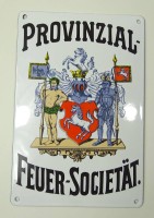 Los 10064 <br>Emailleschild "Provinzial Feuer Societät", 16 x 23,5 cm, leichte Altersspuren