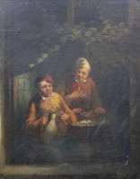 Los 12079 <br>anonym, Stubenszene, Öl/Holz, wohl 19. Jhd. , gerahmt, RG 34 x 29cm.