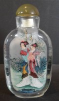 Los 3035 <br>Snuff-Bottle, Zwischenglasmalerei, China, H-8,5 cm