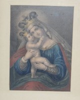 Los 13025 <br>alter Druck "Madonna" im Jugendstilrahmen,  RG 35 x 23,5cm.