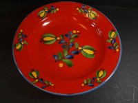 Los 9029 <br>grosser Fayence-Teller "Schramberg", Blumenmalerei, D-30 cm