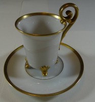 Moccatasse mit U.T. "Alt-Tirschenreuth", weiss mit Gold,