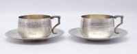 Los 4018 <br>Tassen mit U.T. versilbert, Metal Blanc, Namensgravuren, Tasse D. 9,0cm, H. 6,5cm