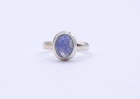 Los 5010 <br>Silber Ring mit einen Mondstein Cabochon,Sterling Silber 0.925, 3,0g., RG 52